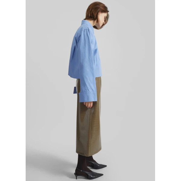 The Frankie Shop Kniva Cropped Shirt – Blue, view 4
