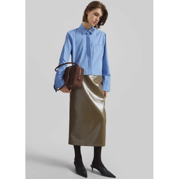 The Frankie Shop Kniva Cropped Shirt – Blue, view 7