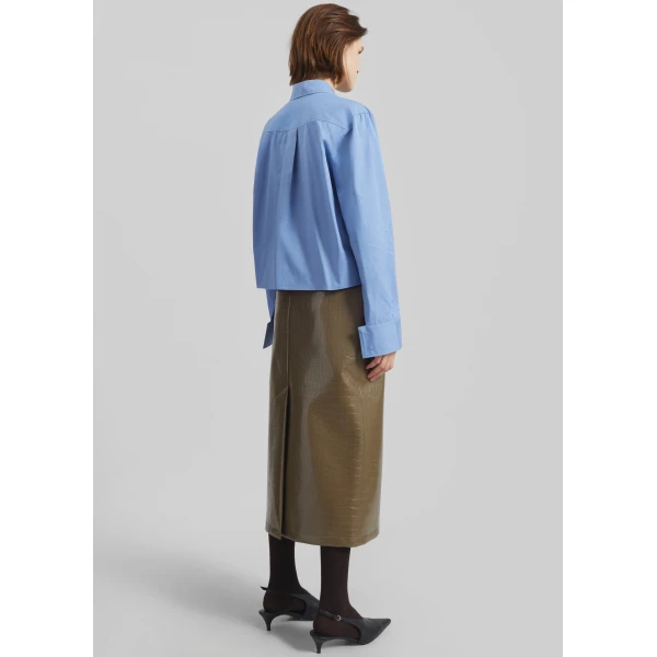 The Frankie Shop Kniva Cropped Shirt – Blue, view 9