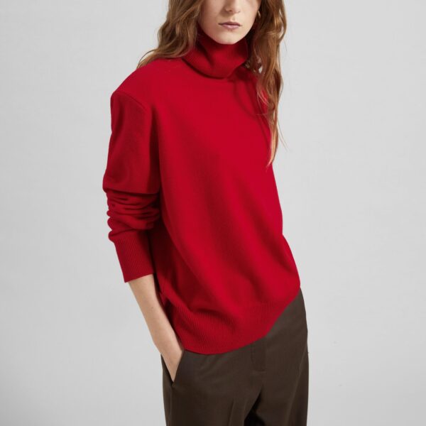 The Frankie Shop Koler Padded Knit Turtleneck - Red - Oversized Minimalist Knitwear in Red - Shop at Coveti