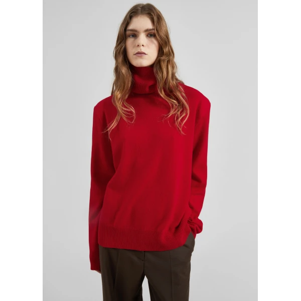 The Frankie Shop Koler Padded Knit Turtleneck – Red, view 4