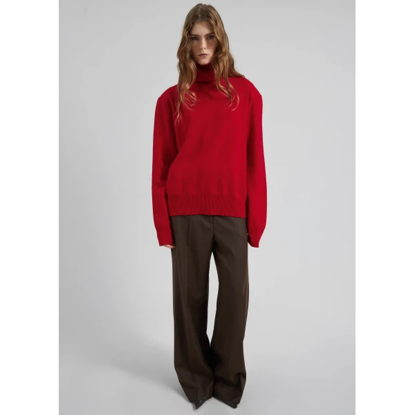 The Frankie Shop Koler Padded Knit Turtleneck – Red, view 5