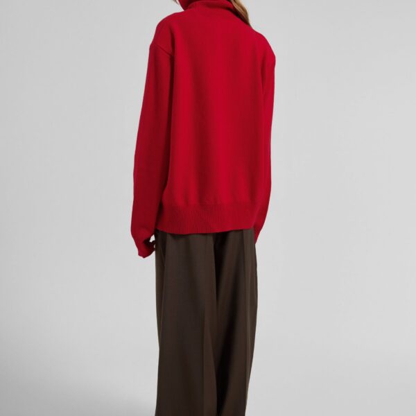 The Frankie Shop Koler Padded Knit Turtleneck - Red - Oversized Minimalist Knitwear in Red - Shop at Coveti