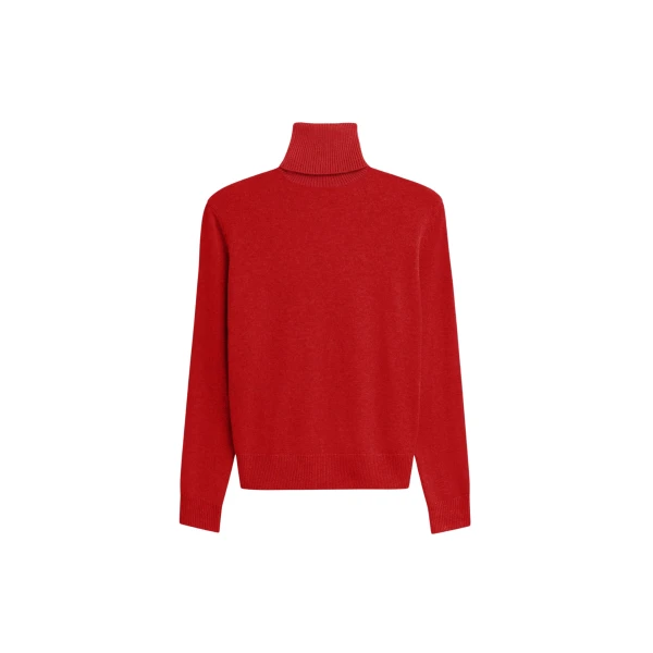 The Frankie Shop Koler Padded Knit Turtleneck - Red - Oversized Minimalist Knitwear in Red - Shop at Coveti
