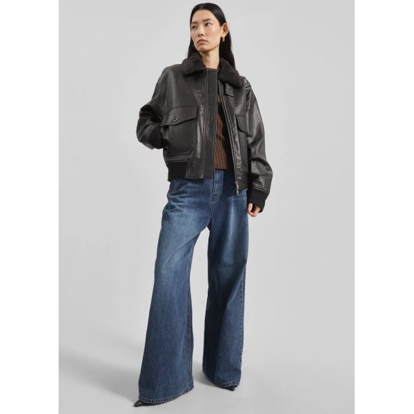 The Frankie Shop Kollam Faux Leather Boxy Jacket – Black, view 4