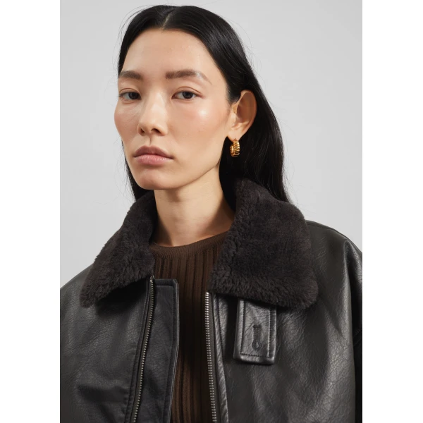 The Frankie Shop Kollam Faux Leather Boxy Jacket – Black, view 5