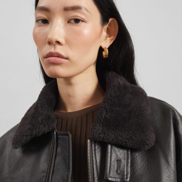 The Frankie Shop Kollam Faux Leather Boxy Jacket - Black - Oversized Minimalist Jackets in Black - Shop at Coveti