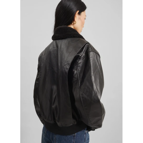 The Frankie Shop Kollam Faux Leather Boxy Jacket – Black, view 7