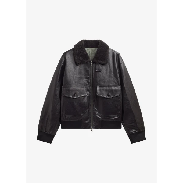 The Frankie Shop Kollam Faux Leather Boxy Jacket – Black, view 8