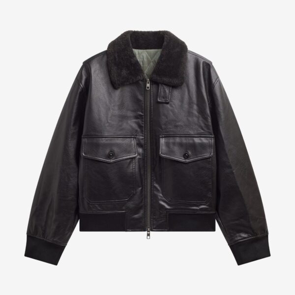 The Frankie Shop Kollam Faux Leather Boxy Jacket - Black - Oversized Minimalist Jackets in Black - Shop at Coveti