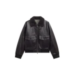 The Frankie Shop Kollam Faux Leather Boxy Jacket - Black - Oversized Minimalist Jackets in Black - Shop at Coveti
