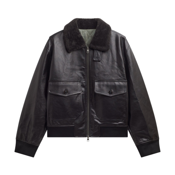The Frankie Shop Kollam Faux Leather Boxy Jacket - Black - Oversized Minimalist Jackets in Black - Shop at Coveti