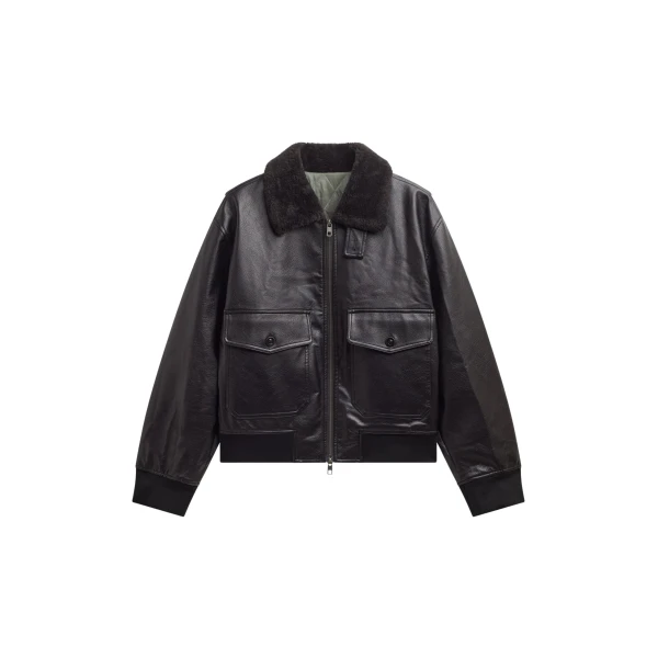 The Frankie Shop Kollam Faux Leather Boxy Jacket - Black - Oversized Minimalist Jackets in Black - Shop at Coveti