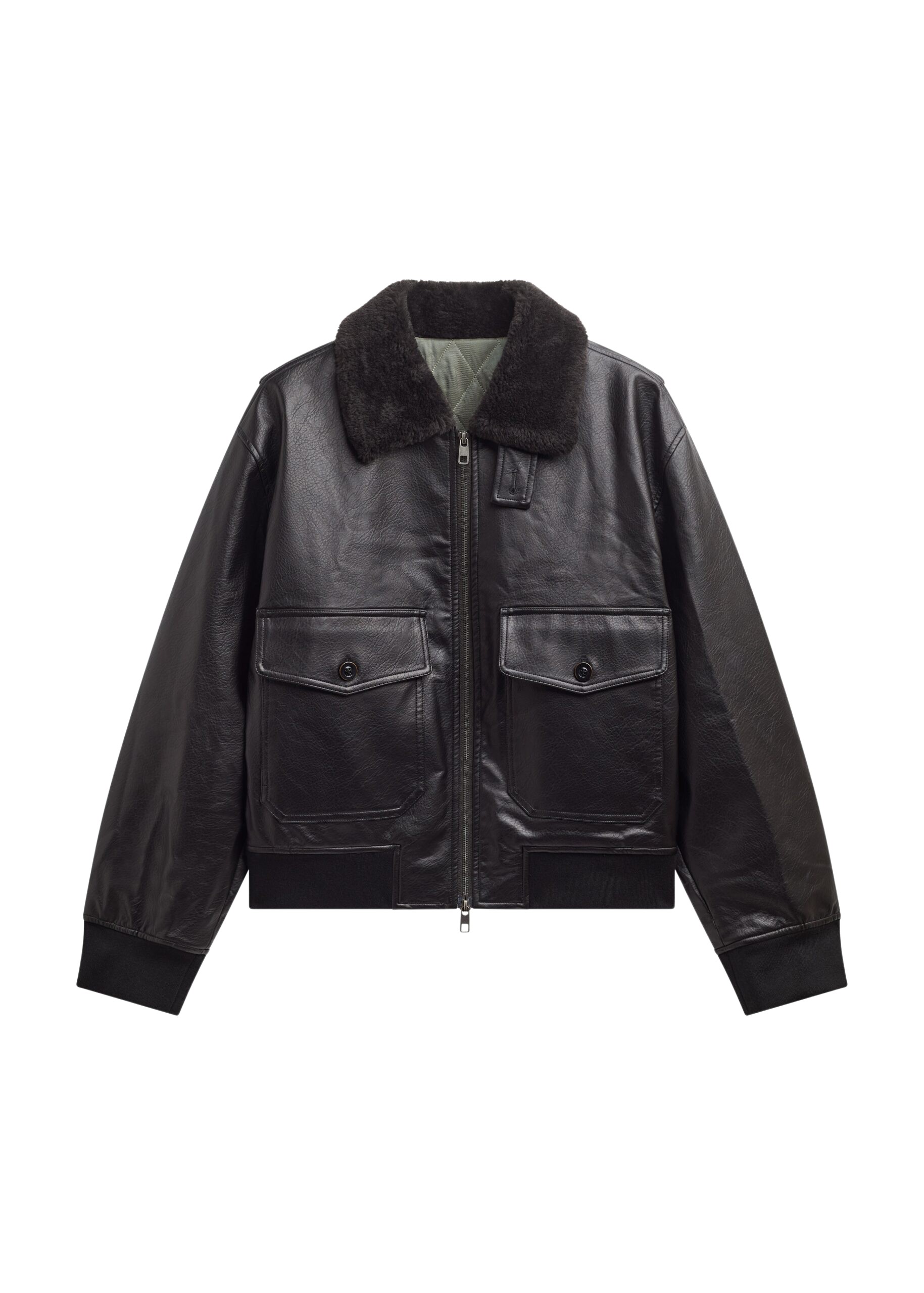 The Frankie Shop Kollam Faux Leather Boxy Jacket – Black