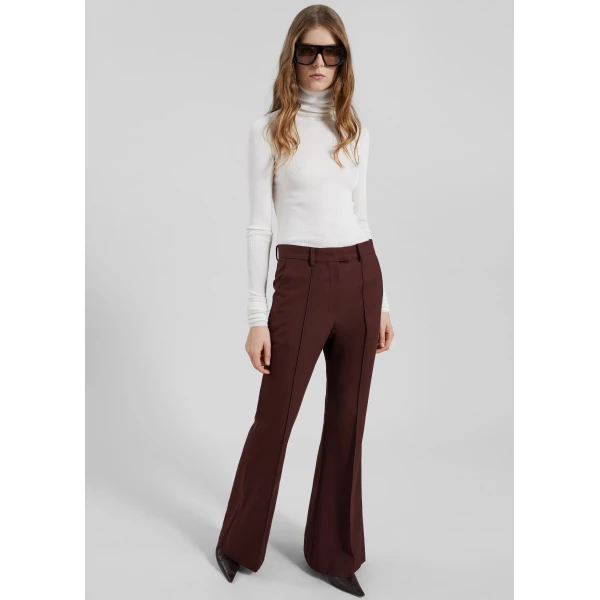 The Frankie Shop Kvale Pintuck Flared Trousers – Burgundy, view 2