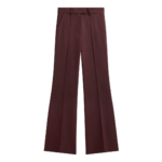 The Frankie Shop Kvale Pintuck Flared Trousers - Burgundy - Oversized Minimalist Pants in Red - Shop at Coveti