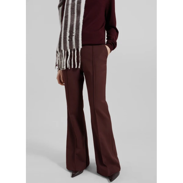 The Frankie Shop Kvale Pintuck Flared Trousers – Burgundy, view 3