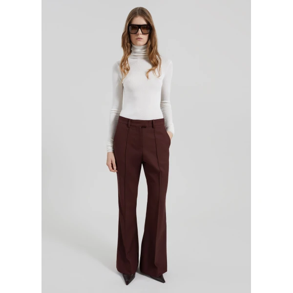 The Frankie Shop Kvale Pintuck Flared Trousers – Burgundy, view 4
