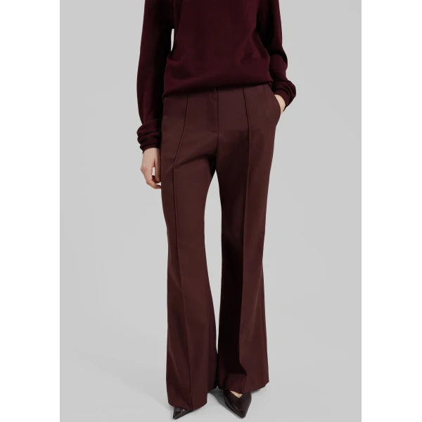 The Frankie Shop Kvale Pintuck Flared Trousers – Burgundy, view 5