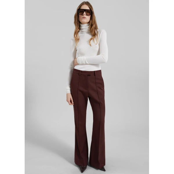 The Frankie Shop Kvale Pintuck Flared Trousers – Burgundy, view 6