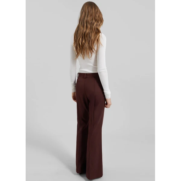 The Frankie Shop Kvale Pintuck Flared Trousers – Burgundy, view 7