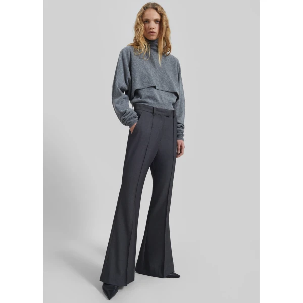 The Frankie Shop Kvale Pintuck Flared Trousers – Dark Grey, view 2