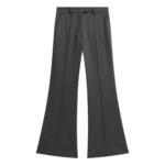 The Frankie Shop Kvale Pintuck Flared Trousers - Dark Grey - Oversized Minimalist Pants in Grey - Shop at Coveti