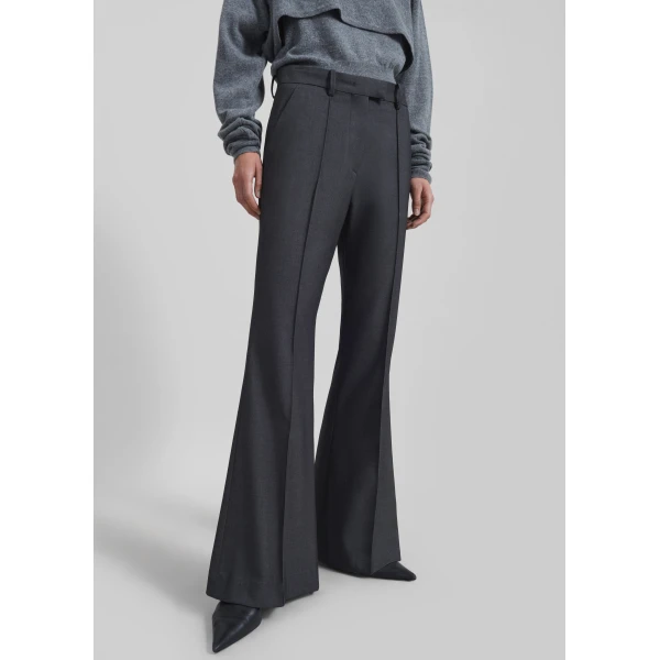 The Frankie Shop Kvale Pintuck Flared Trousers – Dark Grey, view 3