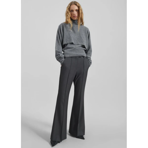 The Frankie Shop Kvale Pintuck Flared Trousers – Dark Grey, view 4