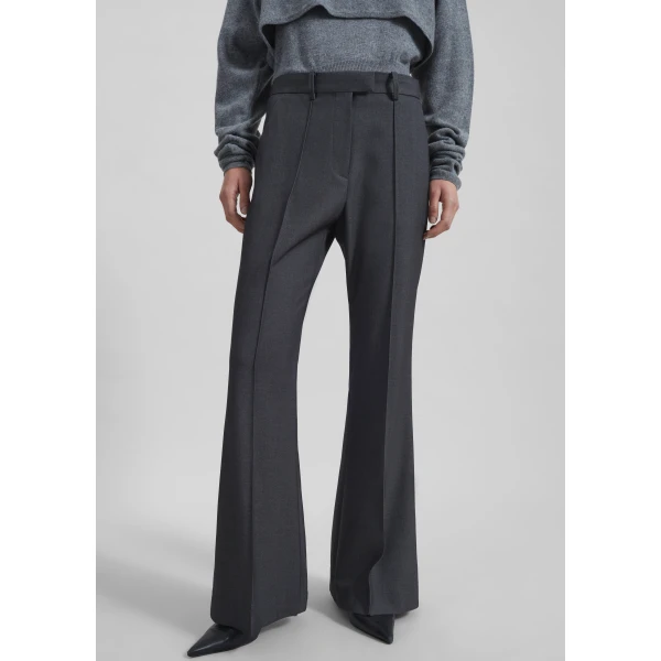 The Frankie Shop Kvale Pintuck Flared Trousers – Dark Grey, view 5