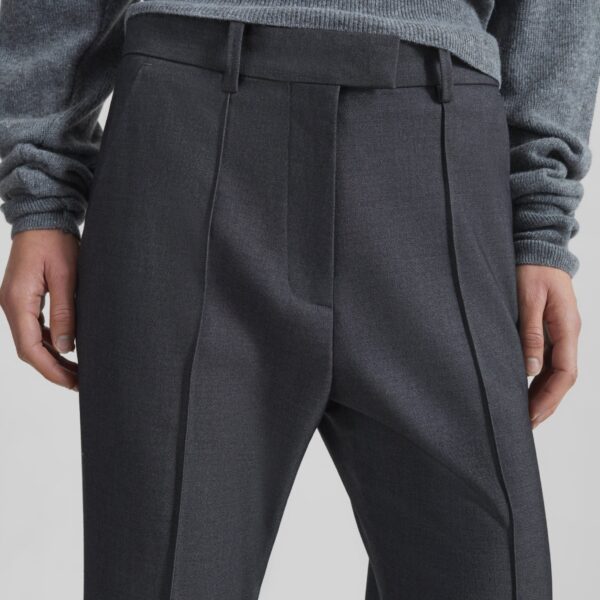 The Frankie Shop Kvale Pintuck Flared Trousers - Dark Grey - Oversized Minimalist Pants in Grey - Shop at Coveti
