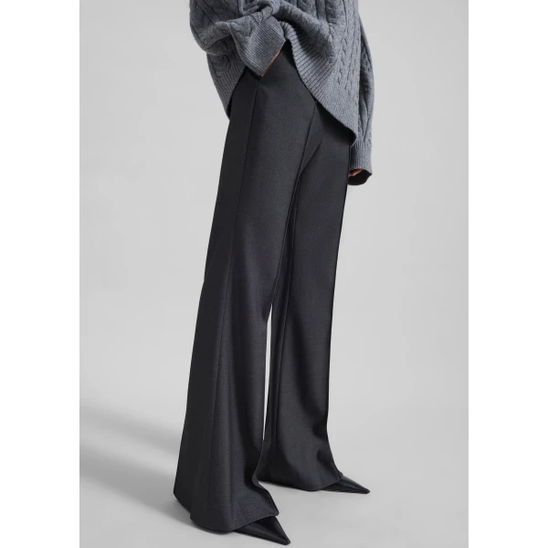 The Frankie Shop Kvale Pintuck Flared Trousers – Dark Grey, view 7