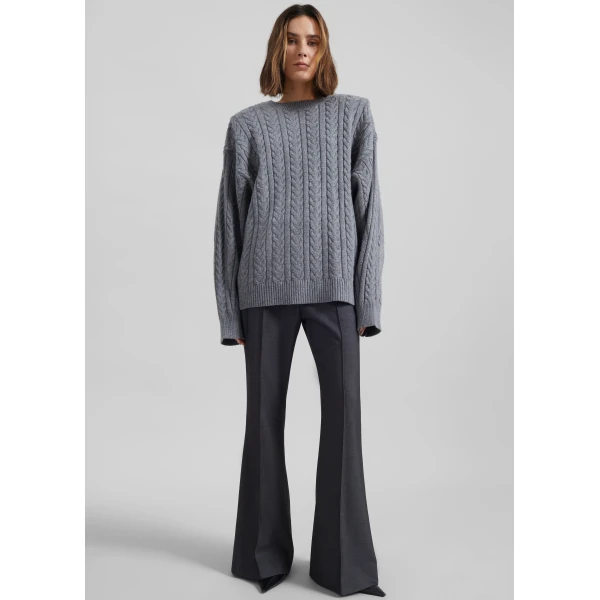 The Frankie Shop Kvale Pintuck Flared Trousers – Dark Grey, view 8