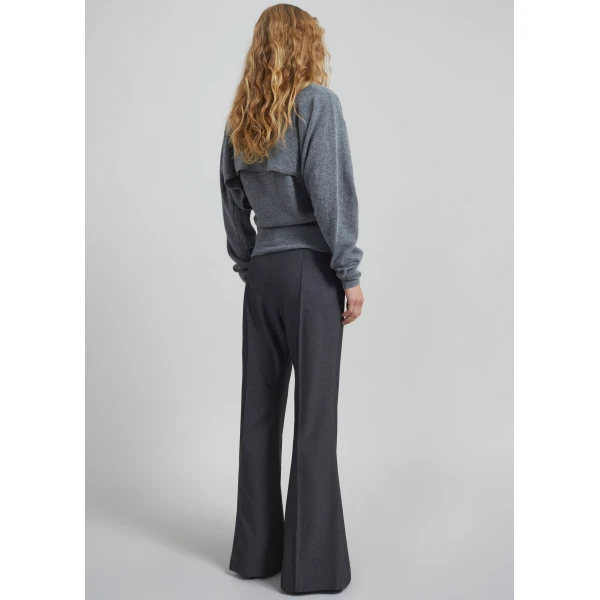 The Frankie Shop Kvale Pintuck Flared Trousers – Dark Grey, view 9