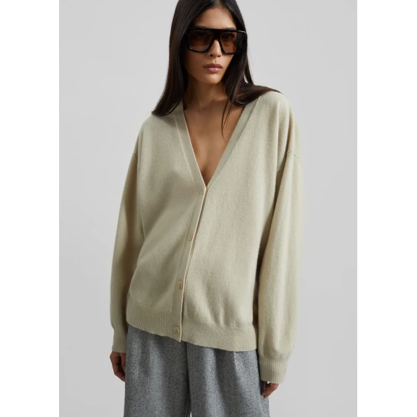 The Frankie Shop Lachen Double-Sided Wool Cardigan – Light Beige, view 2