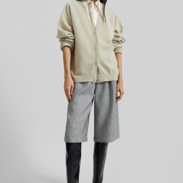 The Frankie Shop Lachen Double-Sided Wool Cardigan - Light Beige - Oversized Minimalist Knitwear in Beige - Shop at Coveti
