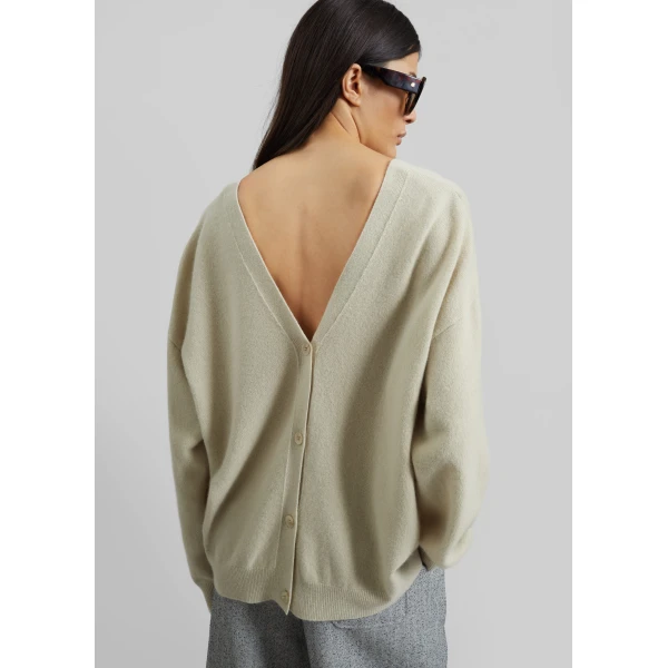The Frankie Shop Lachen Double-Sided Wool Cardigan – Light Beige, view 4