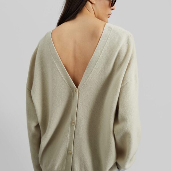 The Frankie Shop Lachen Double-Sided Wool Cardigan - Light Beige - Oversized Minimalist Knitwear in Beige - Shop at Coveti