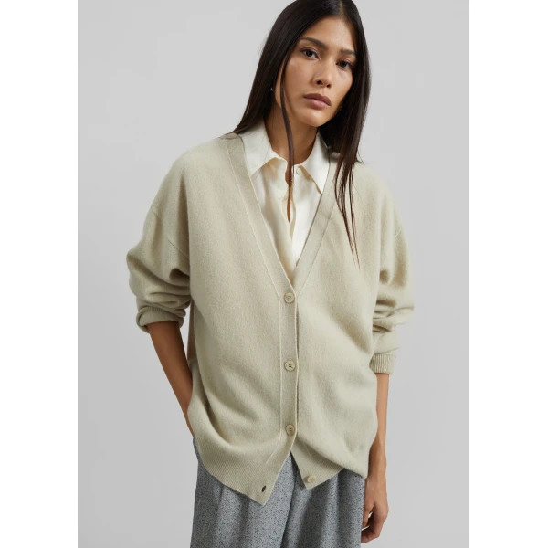 The Frankie Shop Lachen Double-Sided Wool Cardigan – Light Beige, view 5