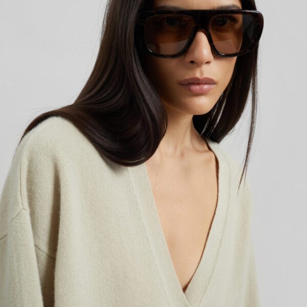 The Frankie Shop Lachen Double-Sided Wool Cardigan - Light Beige - Oversized Minimalist Knitwear in Beige - Shop at Coveti