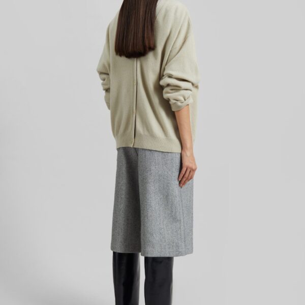 The Frankie Shop Lachen Double-Sided Wool Cardigan - Light Beige - Oversized Minimalist Knitwear in Beige - Shop at Coveti