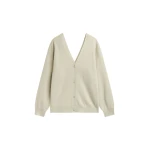 The Frankie Shop Lachen Double-Sided Wool Cardigan - Light Beige - Oversized Minimalist Knitwear in Beige - Shop at Coveti