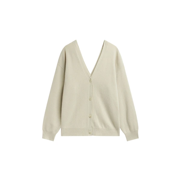 The Frankie Shop Lachen Double-Sided Wool Cardigan - Light Beige - Oversized Minimalist Knitwear in Beige - Shop at Coveti