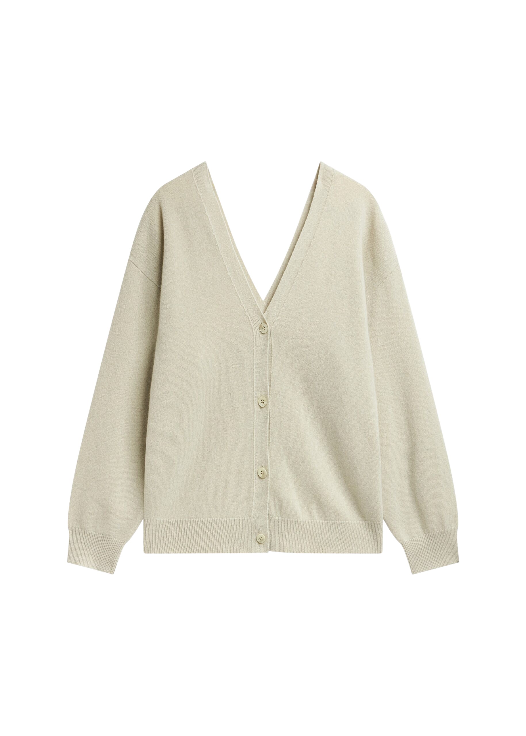 The Frankie Shop Lachen Double-Sided Wool Cardigan - Light Beige - Oversized Minimalist Knitwear in Beige - Shop at Coveti
