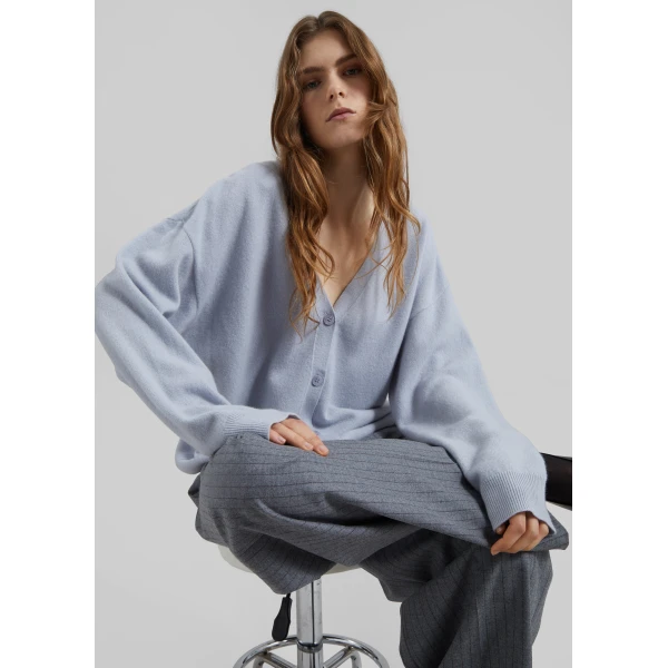 The Frankie Shop Lachen Double-Sided Wool Cardigan – Powder Blue, view 2