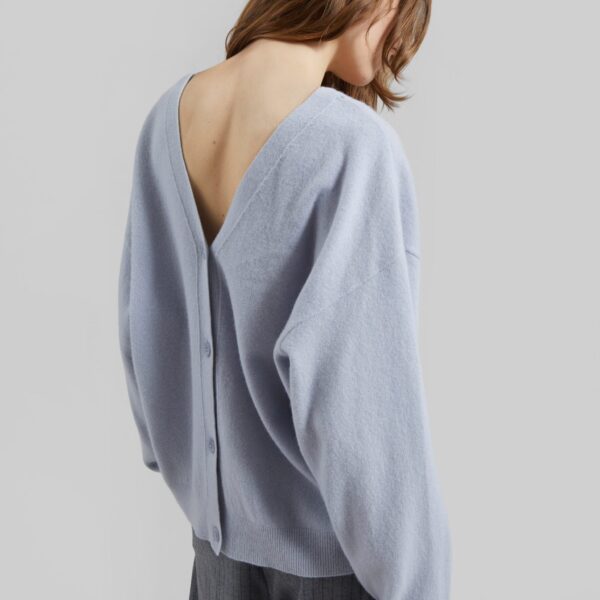 The Frankie Shop Lachen Double-Sided Wool Cardigan - Powder Blue - Oversized Minimalist Knitwear in Blue - Shop at Coveti
