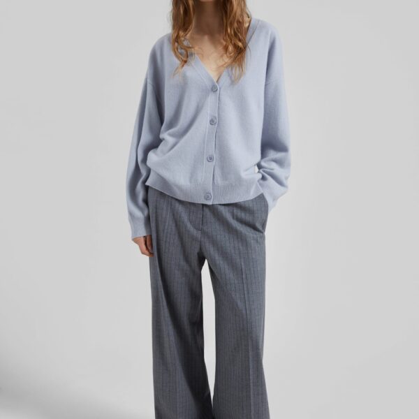 The Frankie Shop Lachen Double-Sided Wool Cardigan - Powder Blue - Oversized Minimalist Knitwear in Blue - Shop at Coveti