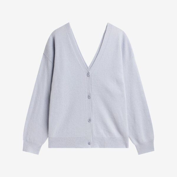 The Frankie Shop Lachen Double-Sided Wool Cardigan - Powder Blue - Oversized Minimalist Knitwear in Blue - Shop at Coveti