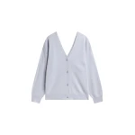 The Frankie Shop Lachen Double-Sided Wool Cardigan - Powder Blue - Oversized Minimalist Knitwear in Blue - Shop at Coveti