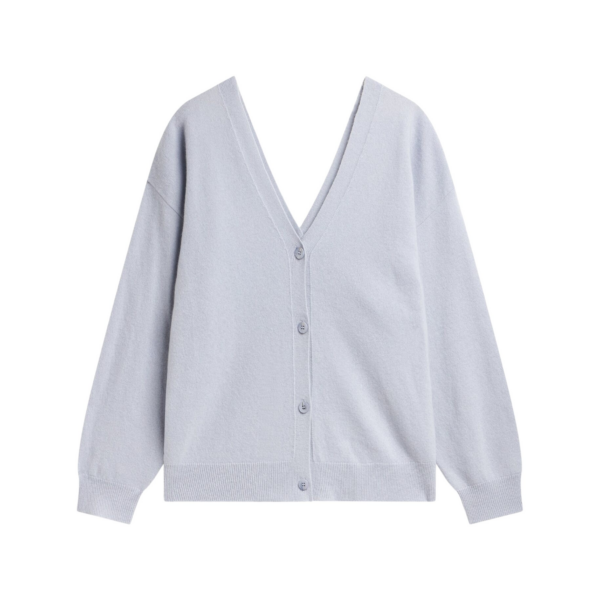 The Frankie Shop Lachen Double-Sided Wool Cardigan - Powder Blue - Oversized Minimalist Knitwear in Blue - Shop at Coveti